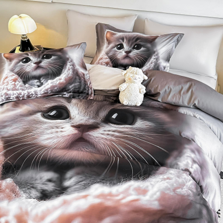 Lenjerie De Pat Finet 6 Piese Cu Elastic 5D - Pisicuta Invelita [2]