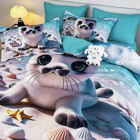 Lenjerie De Pat Finet 6 Piese Cu Elastic 5D - Pui De Foca [2]