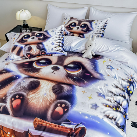 Lenjerie De Pat Finet 6 Piese Cu Elastic 5D - Ratonul Dragalas Pe Zapada [2]