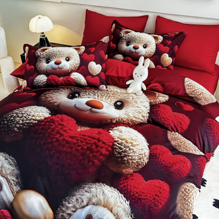 Lenjerie De Pat Finet 6 Piese Cu Elastic 5D - Ursuletul Indragostit [2]
