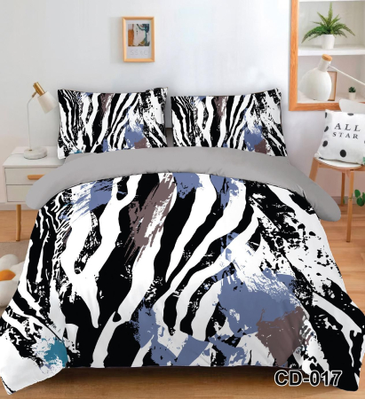 Bumbac Tip Finet 5D In Relief - Lenjerie De Pat Finet 6 Piese Cu Elastic 5D - Zebra Pictata