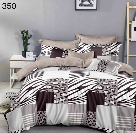 Bumbac Tip Finet 6 Piese - Lenjerie De Pat Finet - Animal Print Patratele