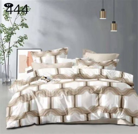 Bumbac Tip Finet 6 Piese - Lenjerie De Pat Finet - Bej Abstract