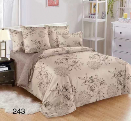 Bumbac Tip Finet 6 Piese - Lenjerie De Pat Finet - Bej Floral