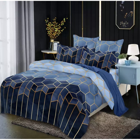 Bumbac Tip Finet 6 Piese - Lenjerie De Pat Finet - Blue