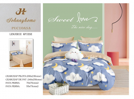 Bumbac Tip Finet 6 Piese - Lenjerie De Pat Finet - Sweet Love
