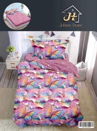 LENJERII 1 PERSOANA - Lenjerie De Pat Finet Cu Elastic 1 Persoana - Fluturasi Cu Sclipici