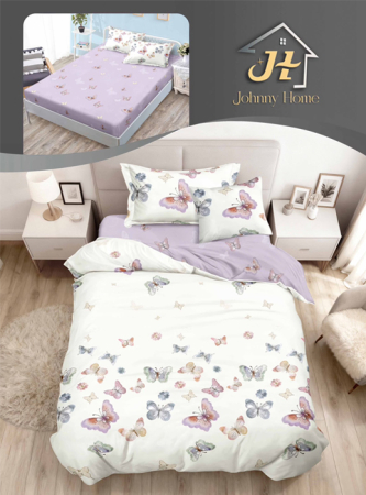 LENJERII 1 PERSOANA - Lenjerie De Pat Finet Cu Elastic 1 Persoana - Fluturasi Multicolori