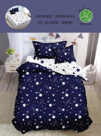 LENJERII 1 PERSOANA - Lenjerie De Pat Finet Cu Elastic 1 Persoana - Galaxia Stelelor