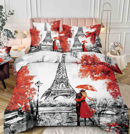 LENJERII 1 PERSOANA - Lenjerie De Pat Finet Cu Elastic 1 Persoana - Love In Paris