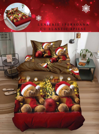 LENJERII 1 PERSOANA - Lenjerie De Pat Finet Cu Elastic 1 Persoana - Dulce Ursulet