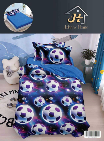 LENJERII 1 PERSOANA - Lenjerie De Pat Finet Cu Elastic 1 Persoana - Mingi De Fotbal In Galaxie