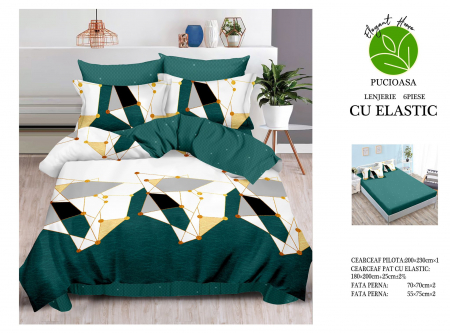 Bumbac Tip Finet Cu Elastic - Lenjerie De Pat Finet Cu Elastic - Abstract
