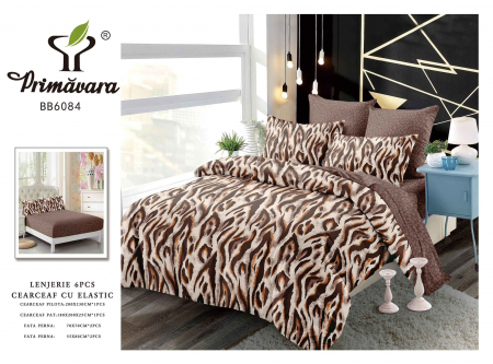 Bumbac Tip Finet Cu Elastic - Lenjerie De Pat Finet Cu Elastic - Imprimeu Animal Print