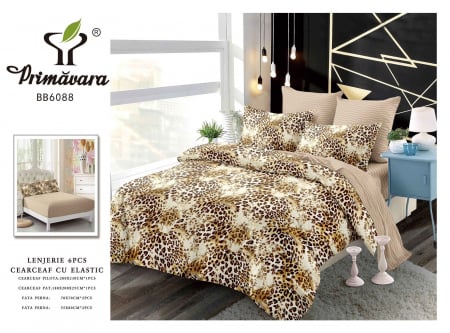 Bumbac Tip Finet Cu Elastic - Lenjerie De Pat Finet Cu Elastic - Animal Print
