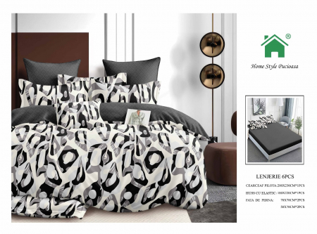 Bumbac Tip Finet Cu Elastic - Lenjerie De Pat Finet Cu Elastic - Animal Print Grafic
