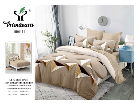 Cearceaf cu elastic - Lenjerie De Pat Finet Cu Elastic - Bej Cacao Cu Lapte Abstract