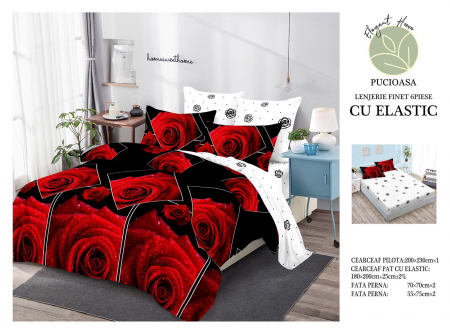 Lenjerie De Pat Finet Cu Elastic - Trandafir Rosu [0]