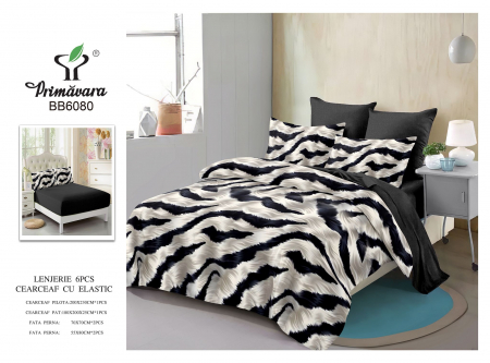Bumbac Tip Finet Cu Elastic - Lenjerie De Pat Finet Cu Elastic - Zebra Abstract