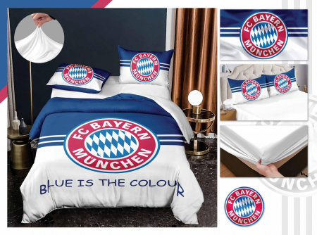Bumbac Tip Finet Cu Elastic - Lenjerie De Pat Finet Cu Elastic Echipa Fotbal  - FC Bayern Munchen