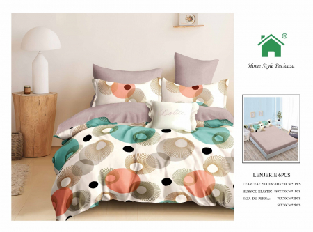 Bumbac Tip Finet Cu Elastic - Lenjerie De Pat Finet Cu Elastic - Lolita Verde Mint