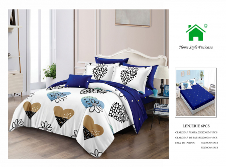 Bumbac Tip Finet Cu Elastic - Lenjerie De Pat Finet Cu Elastic - Love And Flowers