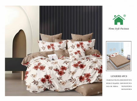 Bumbac Tip Finet Cu Elastic - Lenjerie De Pat Finet Cu Elastic - Mini Floricele