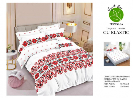 Bumbac Tip Finet Cu Elastic - Lenjerie De Pat Finet Cu Elastic - Model Traditional