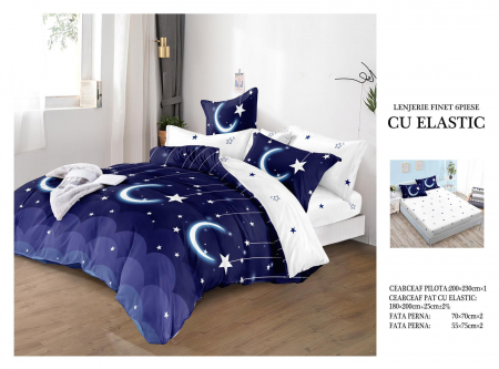 Bumbac Tip Finet Cu Elastic - Lenjerie De Pat Finet Cu Elastic - Night