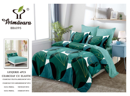 Bumbac Tip Finet - Lenjerie De Pat Finet Cu Elastic - Nuante De Verde