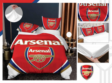 Bumbac Tip Finet Cu Elastic - Lenjerie De Pat Finet Cu Elastic Echipa Fotbal - Red Arsenal
