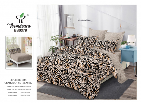 Bumbac Tip Finet Cu Elastic - Lenjerie De Pat Finet Cu Elastic - Animal Print Abstract