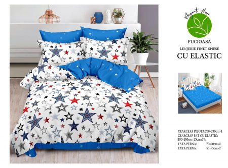 Bumbac Tip Finet Cu Elastic - Lenjerie De Pat Finet Cu Elastic - Stelute
