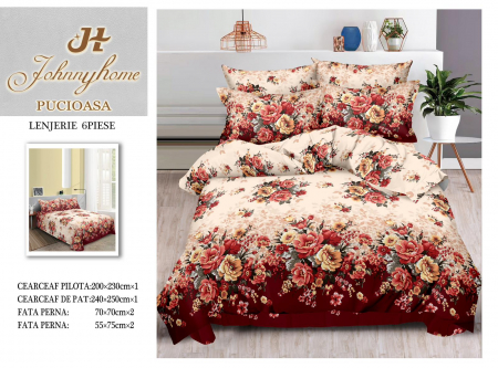 Bumbac Tip Finet 6 Piese - Lenjerie De Pat Finet  - Floral