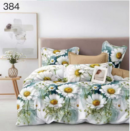 Bumbac Tip Finet 6 Piese - Lenjerie De Pat Finet - Flori De Musetel