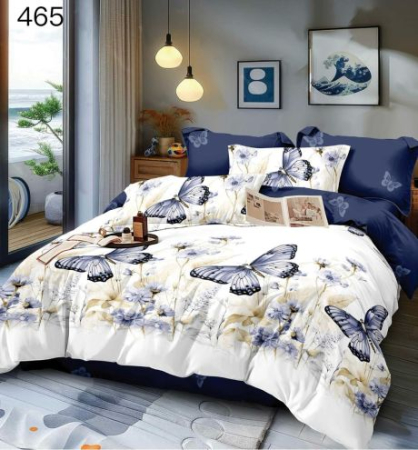 Bumbac Tip Finet 6 Piese - Lenjerie De Pat Finet - Fluturi Si Flori