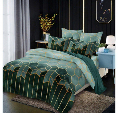 Bumbac Tip Finet 6 Piese - Lenjerie De Pat Finet - Green