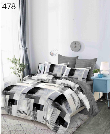 Bumbac Tip Finet 6 Piese - Lenjerie De Pat Finet - Gri Abstract