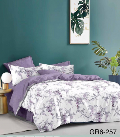 Bumbac Tip Finet 6 Piese - Lenjerie De Pat Finet - Lila Floral