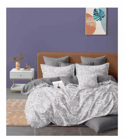 Bumbac Tip Finet 6 Piese - Lenjerie De Pat Finet - Gri Indian Style