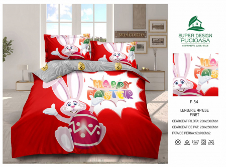 Lenjerii pentru PASTE - Lenjerie De Pat Finet Paste - Happy Bunny