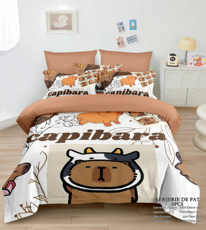 Cearceaf normal - Lenjerie De Pat Finet Premium Cu Elastic - Capybara