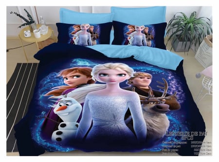 Cearceaf cu elastic - Lenjerie De Pat Finet Premium - Frozen - Ana Si Elsa