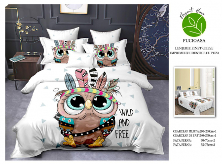 Cearceaf normal - Lenjerie De Pat Finet Premium - Indian Owl
