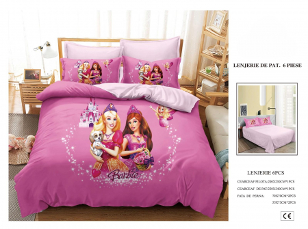 Cearceaf normal - Lenjerie De Pat Finet Premium Pentru Copii - Barbie