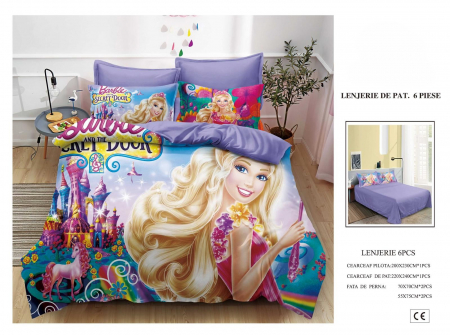 Cearceaf normal - Lenjerie De Pat Finet Premium Pentru Copii - Barbie Unicornul Si Castelul
