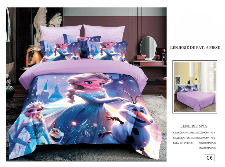 Cearceaf normal - Lenjerie De Pat Finet Premium Pentru Copii - Elsa Si Prietenii