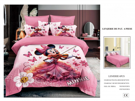 Cearceaf normal - Lenjerie De Pat Finet Premium Pentru Copii - Minnie Si Vioara
