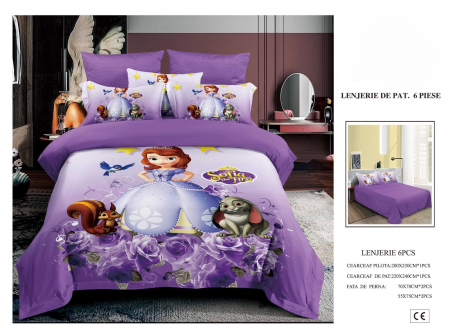 Cearceaf normal - Lenjerie De Pat Finet Premium Pentru Copii - Printesa Sofia