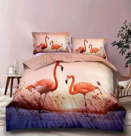 Bumbac Tip Finet 6 Piese - Lenjerie De Pat Finet - Flamingo Pereche